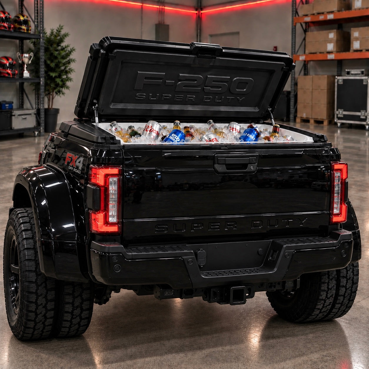 Close-up of the Truck Chill cooler lid and latches