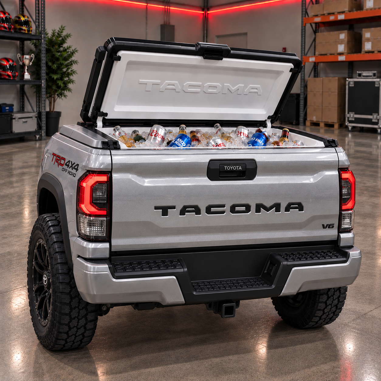 Truck Chill cooler shown from the side on a black truck